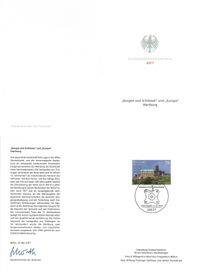Ministerkarte Burgen und Sch&ouml;sser und Europa - Wartburg, Luther Briefmarken