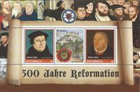 &Ouml;sterreich Block 500Jahre Reformation mit Gold Lutherrose, Martin Luther, Luther Briefmarken