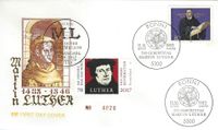 Luther Briefmarken, Ersttagsbrief, Luthers Geburtstag, Reformation