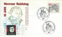 17. April 2017 Sonderstempel 500 Jahre Luther vor Kaiser und Reich - Bonn ETB 13.03.1971 - 70 Cent 2017 Luther_