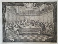 Luther und Landesherren Augsburger Friedensgem&auml;lde Ridinger , Kupferstich 1750 Luther