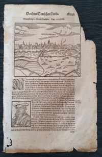 1560 Holzschnitt - Wittenburg Lutherstadt Wittenberg Ansicht Cosmographia M&uuml;nster, Martin Luther
