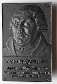 Luther, Martin 1483-1546 Einseitige Eisengu&szlig;plakette 1933.