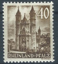 Franz&ouml;sische Zone, Rheinland-Pfalz, Dom zu Worms, Worms, Briefmarken