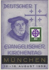 12.08.1959 BRD FDC, Evangelischer Kirchentag, M&uuml;nchen, Michel-Katalog-Nr.: 314, Luther Briefmarken
