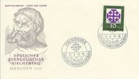 Junker J&ouml;rg, 12.08.1959 BRD FDC, Evangelischer Kirchentag, M&uuml;nchen, Michel-Katalog-Nr.: 314, Luther Briefmarken