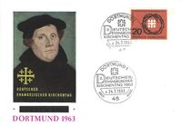 24.07.1963 BRD FDC Evang. Kirchentag Dortmund, Deutscher Kirchentag Dortmund, Martin Luther