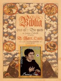 Angola, Martin Luther, Luther Briefmarke, Luther Briefmarkenblock, Angola Martin Luther