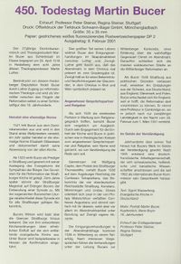 08.02.2001 BRD 450 Todestag Martin Bucer (K&uuml;nstlerblatt), reformator, Luther Briefmarken