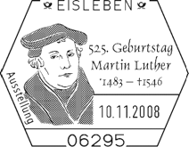 10.11.2008 Sonderstempel Eisleben 525. Geburtstag Martin Luther - Stempel-Nr. 20 419