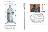 Lutherstadt Wittenberg - Lutherdenkmal, &quot;250 Jahre Lutherdenkmal Wittenberg&quot;, Postkarte Lutherdenkmal, Lutherdenkmal, Luther Briefmarken, Martin Luther, Luther-Denkm&auml;ler, Lutherdenkm&auml;ler, Martin Luther Denkmal
