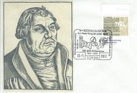 95 Thesen, Schlosskirche Wittenberg, Stempelnummer: 01/001, Hiddenhausen, 500 Jahre Reformation, Luther Briefmarken
