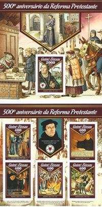 Guine Bissau, Martin Luther, Luther Briefmarken, Blocksatz, 2017, Reformation