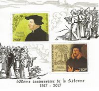 26.02.2017 Benin 500 Jahre Reformation Martin Luther Calvin Zwingli Religion Protestantism Benin MNH stamp2