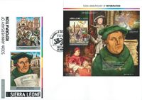 27.02.2017 FDC Sierra Leone, MiNr. Block 1155, Sierra Leone, Reformation, Martin Luther, Papst Leo X, Luther Briefmarken