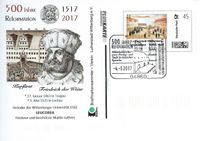 500 Jahre Reformation, Martin Luther, Luther Briefmarken, Torgau Stempellnummer 03 023