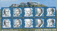 10 selbstklebende Briefmarken für Standardbriefe bis 20 g, 35,0 x 35,0 mm, matt gestrichen, mit Reißperforation - 
