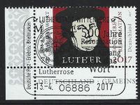 13.04.2017 Lutherstadt Wittenberg Stempellnummer 06 059, Lutherrose, Luther Briefmarken, Martin Luther, 500 Jahre Reformation,