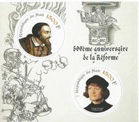 06.05.2017 Republique Mali &quot;500 Jahre Reformation&quot;, Reformation, Calvin, Zwingli, Luther, Luther Briefmarken