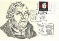 Stempelnummer: 10/124,500 Jahre Reformation, Martin Luther, Luther Briefmarken, Zeitz
