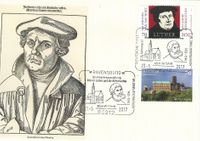 Junker J&ouml;rg, Ravensburg, Martin Luther, 23.06.2017 &quot;500 Jahre Reformation - Luther&quot; Sonderstempel Ravensburg, Stempelnummer 11/154, Luther Briefmarken, Wartburg