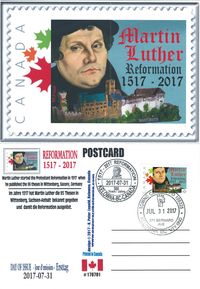 Ersttags-Postkarte, Kanada, Canada, Luther, Luther Briefmarken, K. Peter Lepold