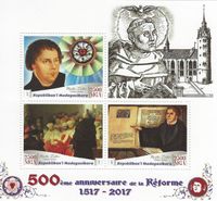 08.08.2017 Madagaskar &quot;500 Jahre Reformation&quot; Martin Luther, Luther Briefmarken