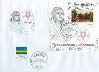 08.08.2017 Ruanda; 01.08.2017 Ruanda FDC 500 Jahre Reformation &quot; Martin Luther auf dem Reichstag zu Worms&quot;