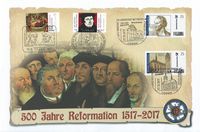 500 Jahre Reformation Sieger Sonderstempelbrief Luther-Sonderstempel von Wittenberg, Speyer und Greifswald