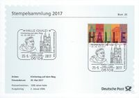 Luther Briefmarken, Unsere Lieben Frau zu Halle&ldquo;, Stempelnummer 09/106, 500 Jahre Reformation, Portrait, Martin Luther, Marktkirche Halle,
