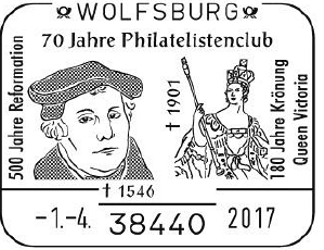 Kr&ouml;nung, Queen Victoria, 500 Jahre Reformation, Luther Briefmarken, Martin Luther, 01.04.2017, Portal Schlo&szlig;kirche zu Wittenberg,
