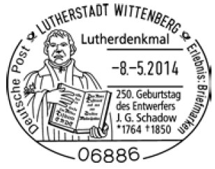 08.05.2014 Sonderstempel Lutherstadt Wittenberg - Lutherdenkmal von Johann Gottfried Schadow