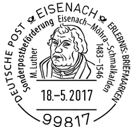 Eisenach Stempellnummer 09 096 , 500 Jahre Reformation, Luther, Sonderstempel Eisenach, Luther Briefmarken