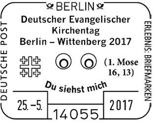 25.05.2017 Berlin Stempelnummer 10 114, Luther Briefmarken, Kirchentag, Berlin