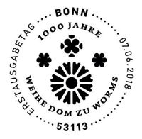 07.06.2018 1000 Jahre Weihe Dom zu Worms Erstaggstempel Bonn
