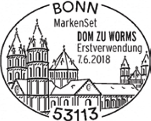07.06.2018 Bonn 1000 Jahre Weihe Dom zu Worms Stempelnummer Erstverwendungsstempel