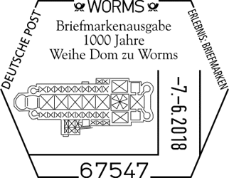 07.06.2018 Worms 1000 Jahre Weihe Dom zu Worms Stempelnummer 10 137