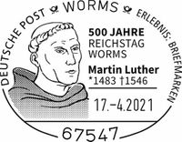 17.04.2021 500 Jahre Reichstag zu Worms - Sonderstempel Worms