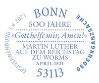 Erstverwenderstempel, Bonn, 500 Jahre Reichstag zu Worms, Martin Luther, Luther Briefmarken, Worms, Karl V, Kaiser Karl V, Das Wormser,