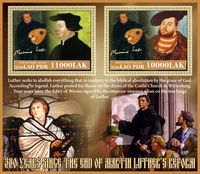 Demokratische Volksrepublik Laos, Agenturbriefmarken, Martin Luther, Reformation, Afrika Luther Briefmarken