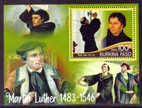 Afrika Luther Briefmarken, 2023 Burkina Faso Martin Luther Block Thesenanschlag 100F