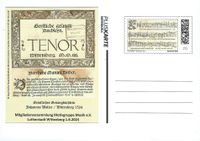 Luther Briefmarken, Ganzsache; 500 Jahre evangelisches Gesangbuch; Mitgliederversammlung Motivgruppe Musik e. V