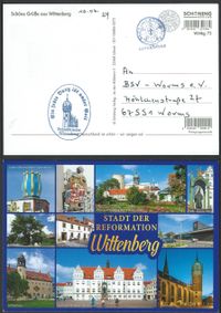 Scho&szlig;kirche, Scho&szlig;kirche Wittenberg, Stempel Scho&szlig;kirche Wittenberg 2024, Luther Briefmarken