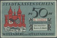 1920 Notgeld Wittenberg Luther 1520 - 50 Pfennig