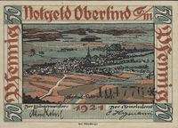 Notgeld Oberlind 50 Pfennig, Mehl 999.1, Luther Notgeld, Luther Briefmarken