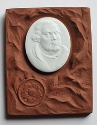 Meissen Porzellan, Plakette ,Martin Luther, Relief