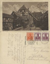1921_Martin Luther Eisenach Wartburg Burghof mit Gedenkstempel 1921
