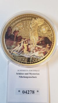 Gigant Medaille 70 mm Sch&auml;tze und Mysterien Der Nibelungenschatz vergoldet PP