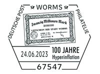 24.06.2023 Worms - Sonderstempel 100 Jahre Hyperinflation