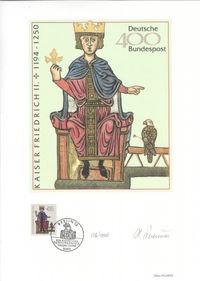 Kaiser Friedrich II, Worms, 1994 Friedrich II., Briefmarke 1994, Wormser Dom, Hochzeit
